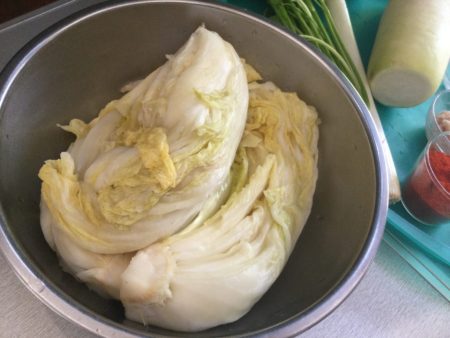 キムチ作り白菜の下漬け